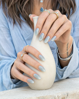 Iced Blue Chrome Almond Press-On Nails